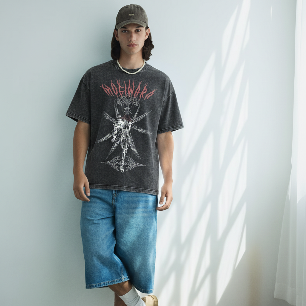 Mugiwara Acid washed oversized Tee