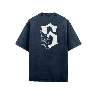 Grimmjow Navy Acid Washed Oversized Tee